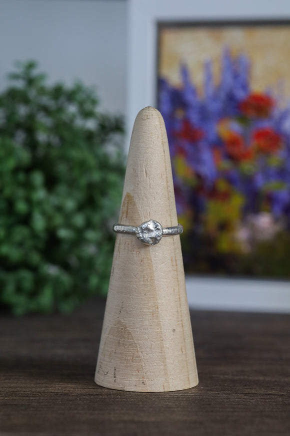 Abby Ring, Sterling Silver Nugget, Hammered Band