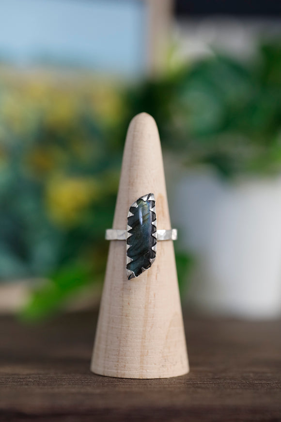 Spiky Labradorite Ring - Size 9