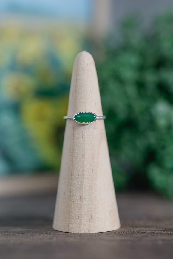 Oval Green Jade Ring - Size 6