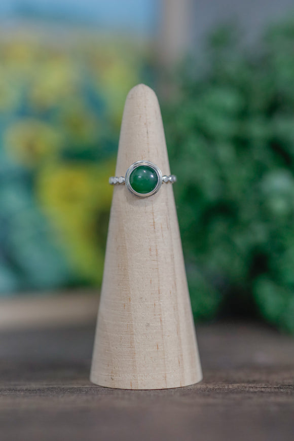 Beaded Band Jade Ring - Size 4.5
