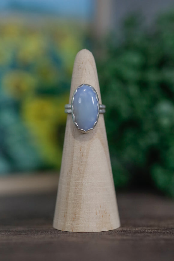 Double Half Round Chalcedony Ring - Size 5