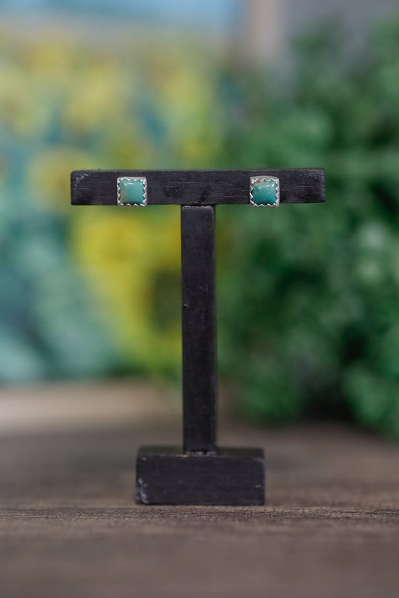 Square Turquoise Stud Earrings