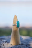 Rectangle Peruvian Blue Opal Ring - Size 5