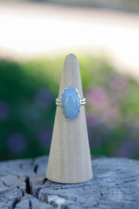 Double Half Round Chalcedony Ring - Size 6.5