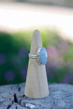 Double Half Round Chalcedony Ring - Size 6.5