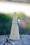 Double Half Round Chalcedony Ring - Size 6.5