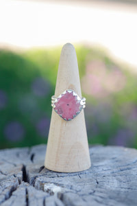 Serrated Rhodonite Statement Ring - Size - 9.25