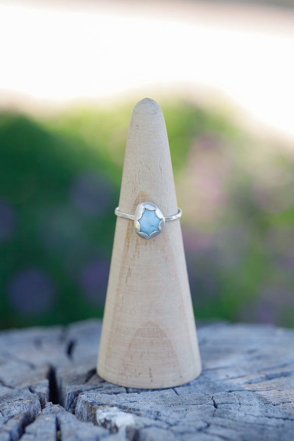 Scalloped Larimar Ring - Size 7