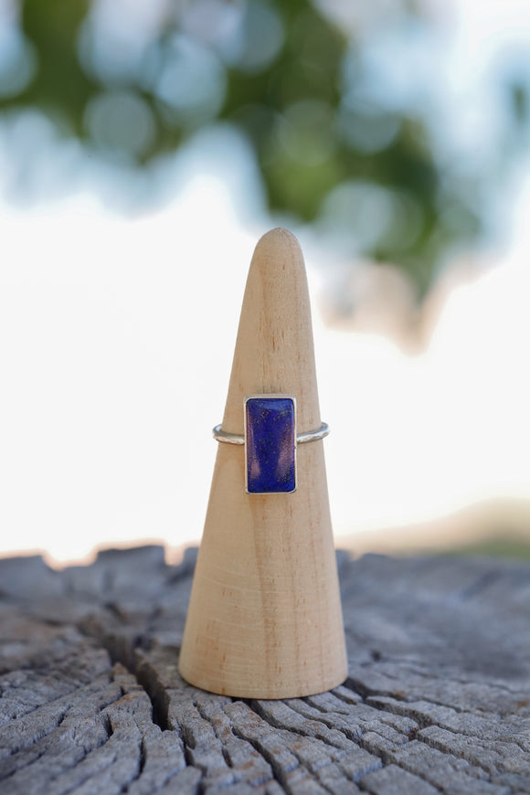 Lapis Lazuli Rectangle Ring - Size 8