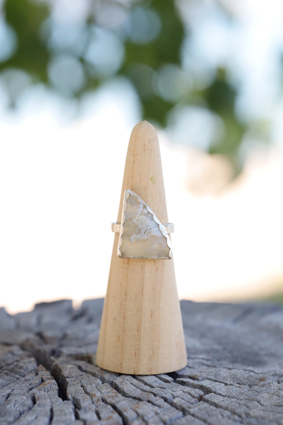 Organic Plume Agate Ring - Size 8