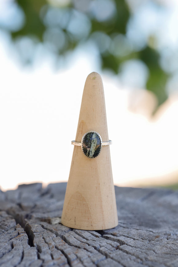 Green Zebra Jasper Ring - Size 8.5