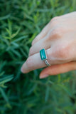 Horizontal Malachite Rectangle Ring - Size 8.5