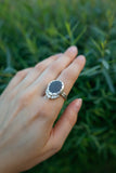 Silver Ball River Stone Ring - Size 8