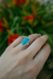 Rectangle Peruvian Blue Opal Ring - Size 5