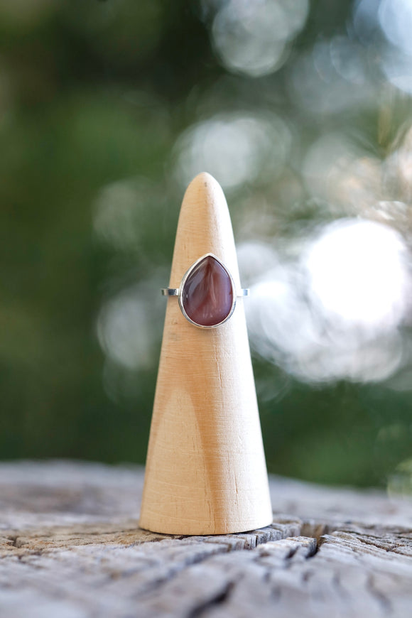 Teardrop Botswana Agate Ring - Size 6