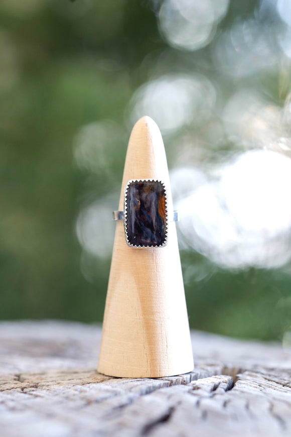 Rectangle Pietersite Ring - Size 7.5