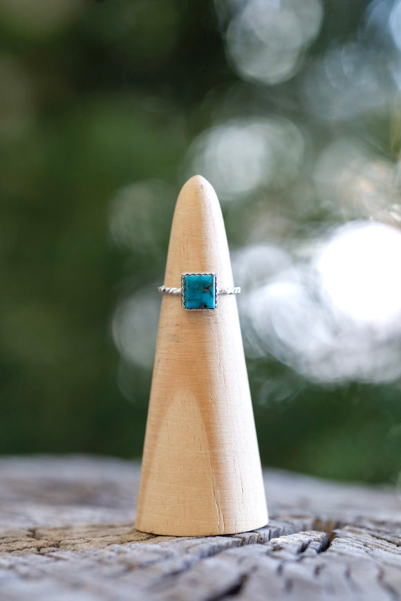 Square Turquoise Rope Ring - Size 5.5