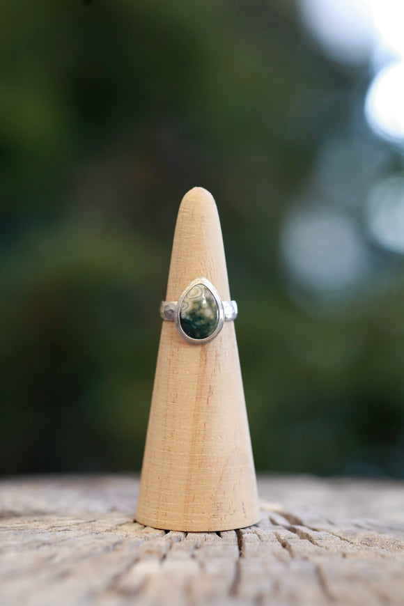 Teardrop Ocean Jasper Ring - Size 6