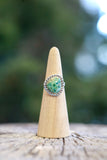 Peruvian Blue Opal Beaded Detail Ring - Size 7.5