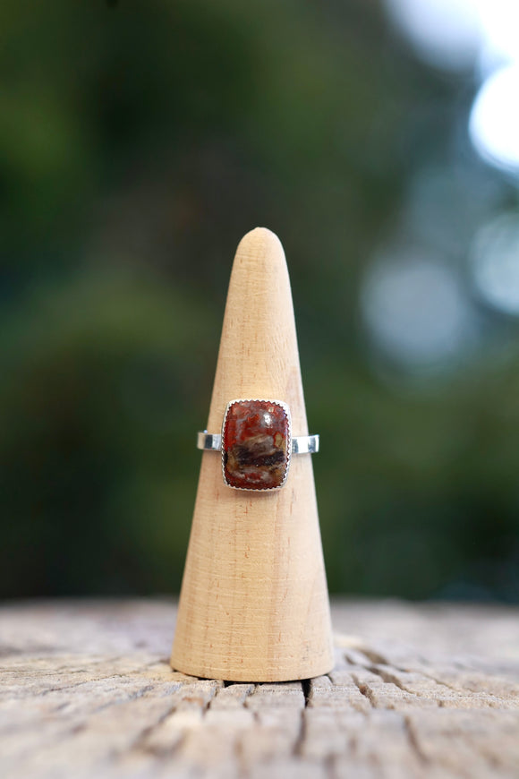 Rectangle Ocean Jasper Ring - Size 9.5