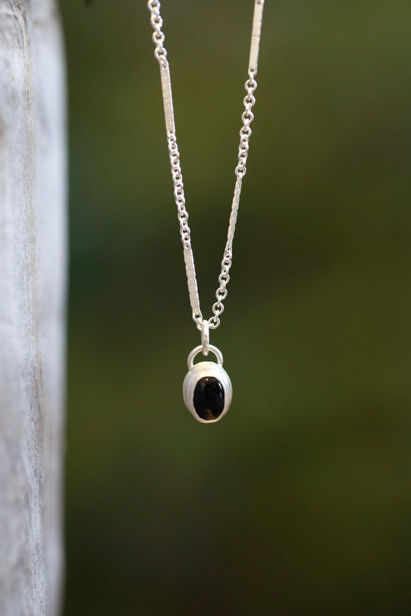 Simple Oval Onyx Necklace