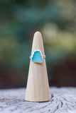 Blue Sea Glass Ring - Size 6.5