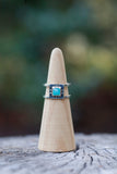 Stamped Square Larimar Ring - Size 8.5