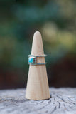Stamped Square Larimar Ring - Size 8.5