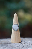 Mother of Pearl Moon Face Ring - Size 9