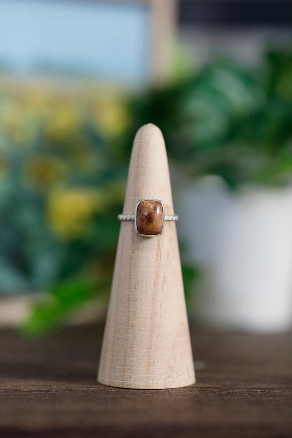Petite Rectangle Pepper Jasper Ring - Size 5.5